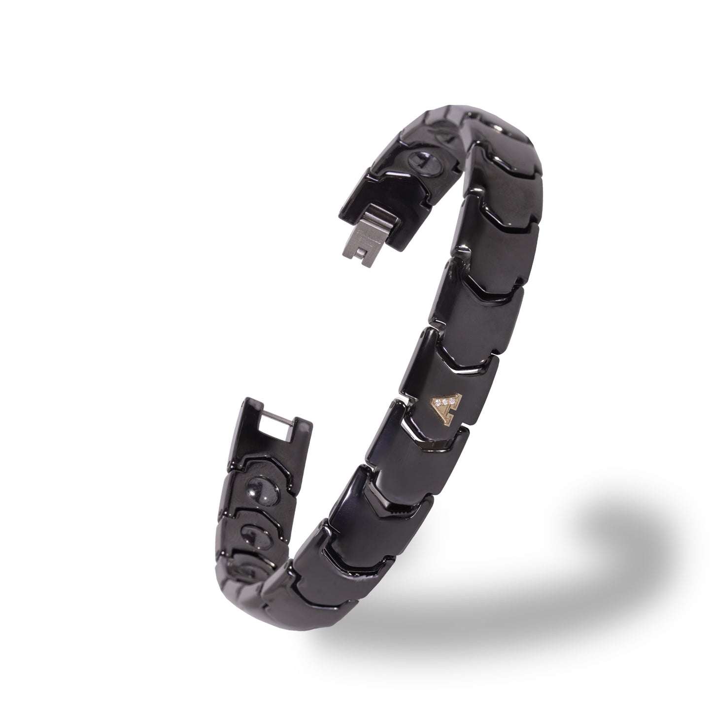 Bracciale Uniko Nero con Lettera Incastonata