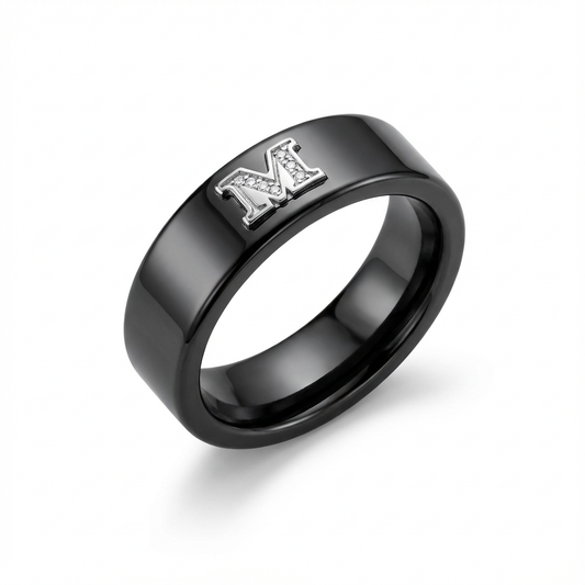 Anello Uniko Ceramica con Lettera